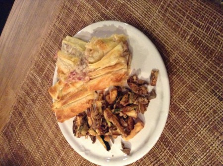 Sfoglia con crescenza e prosciutto con contorno di verdure grigliate